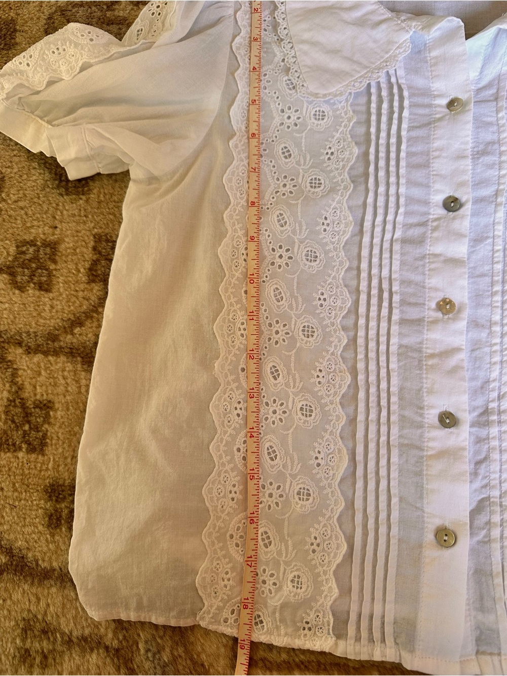 Joie White Cotton Eyelet Lace Peter Pan Collar Blouse Top XS - Picture 6 of 6